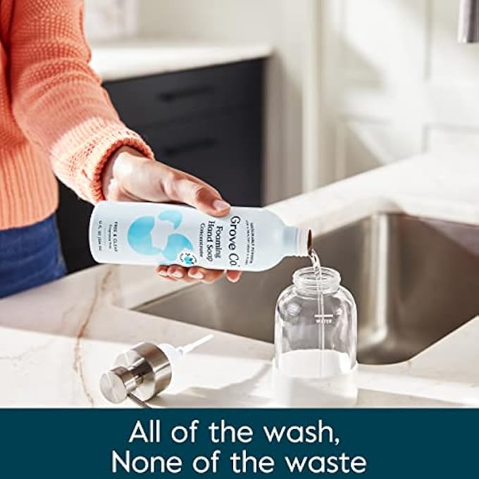 Grove Co. HYDRATING FOAMING HAND SOAP REFILLS (2 X 12 OZ), MOISTURIZING HAND WASH, FRAGRANCE-FREE, NO PLASTIC OR PARABENS, CRUELTY FREE, FREE & CLEAR UNSCENTED (PACK OF 2) - Image 3